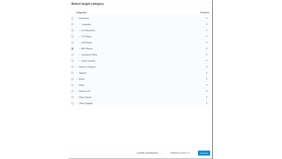 Bulk transfer of products between categories 3 