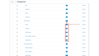 Bulk transfer of products between categories 4 