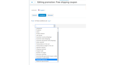 Personal coupon codes add-on 6 