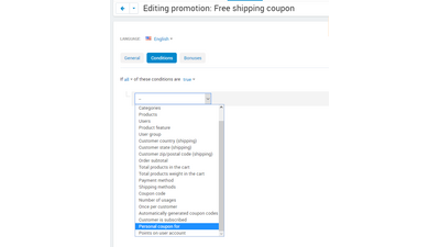 Personal coupon codes add-on 7 