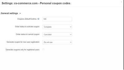 Personal coupon codes add-on 5 