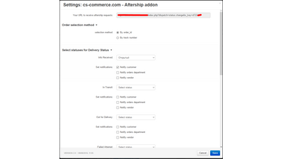 Aftership webhook - change order statuses automatically 2 