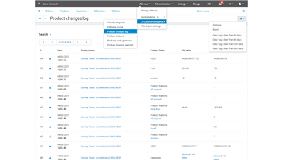 Product changes log cs-cart addon 5 